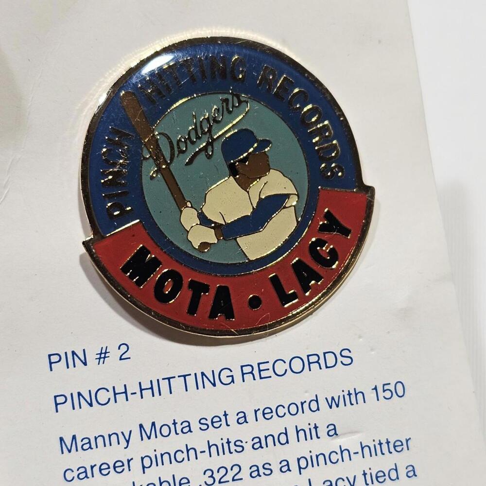 Vintage Los Angeles Dodgers Unocal Hat Lapel Pin Mota & Lacy Baseball MLB LA - Picture 2 of 5